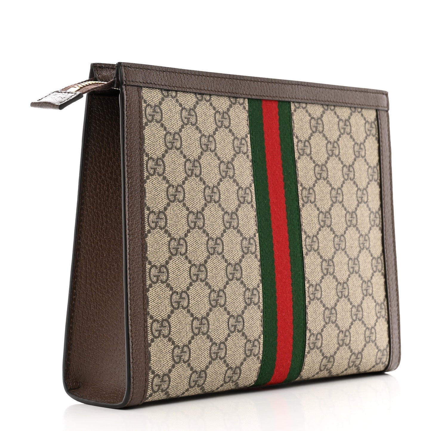 GG Supreme Monogram Web Ophidia Pouch Brown