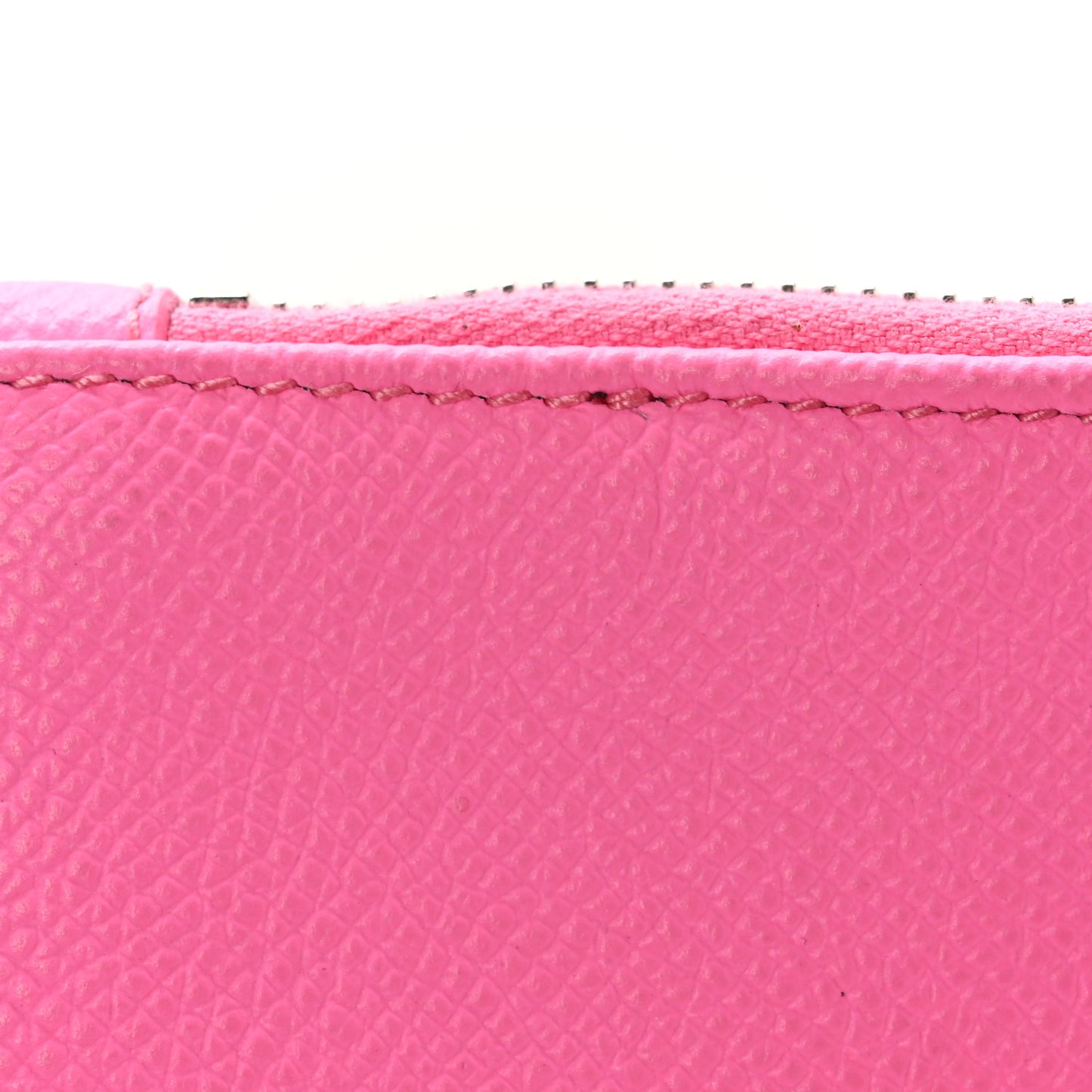 Calfskin Logo Zip Pouch Acid Pink Light Black
