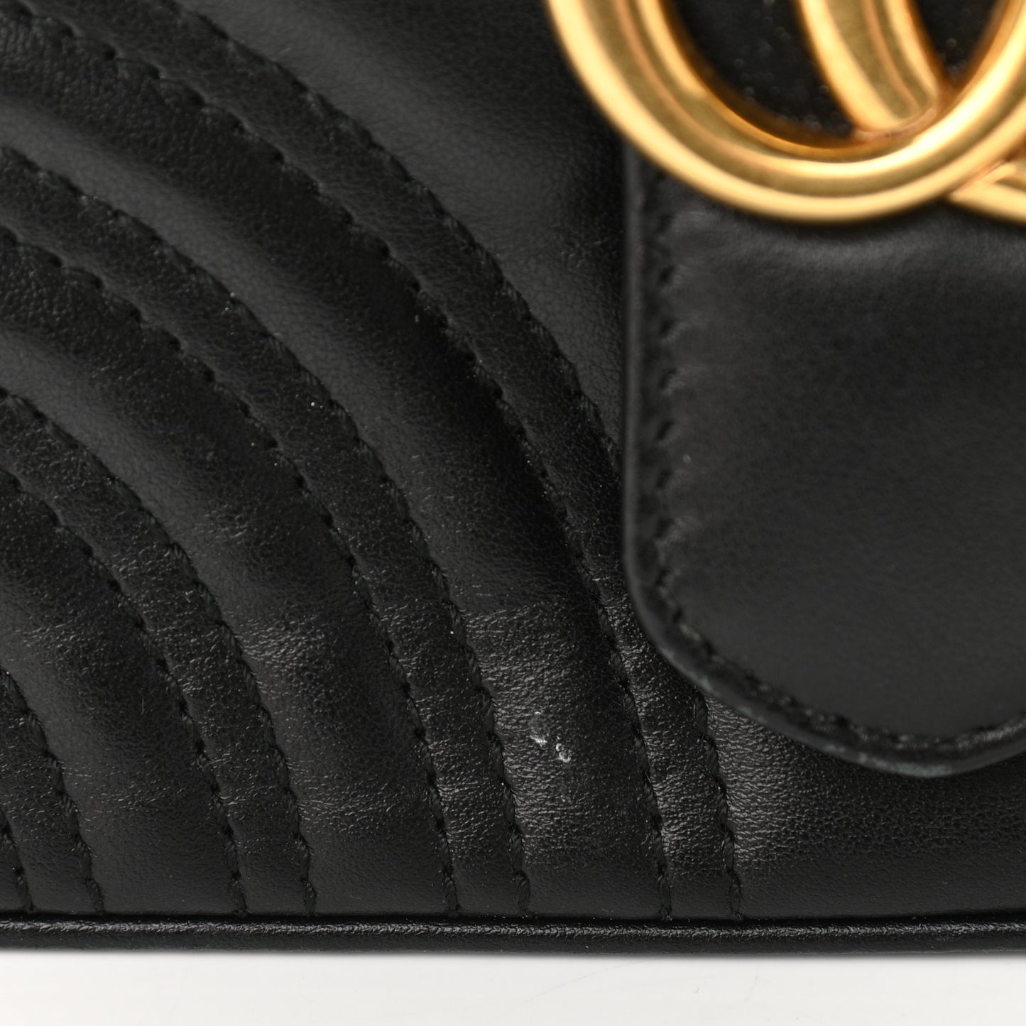 Calfskin Matelasse Mini GG Marmont Top Handle Shoulder Bag Black