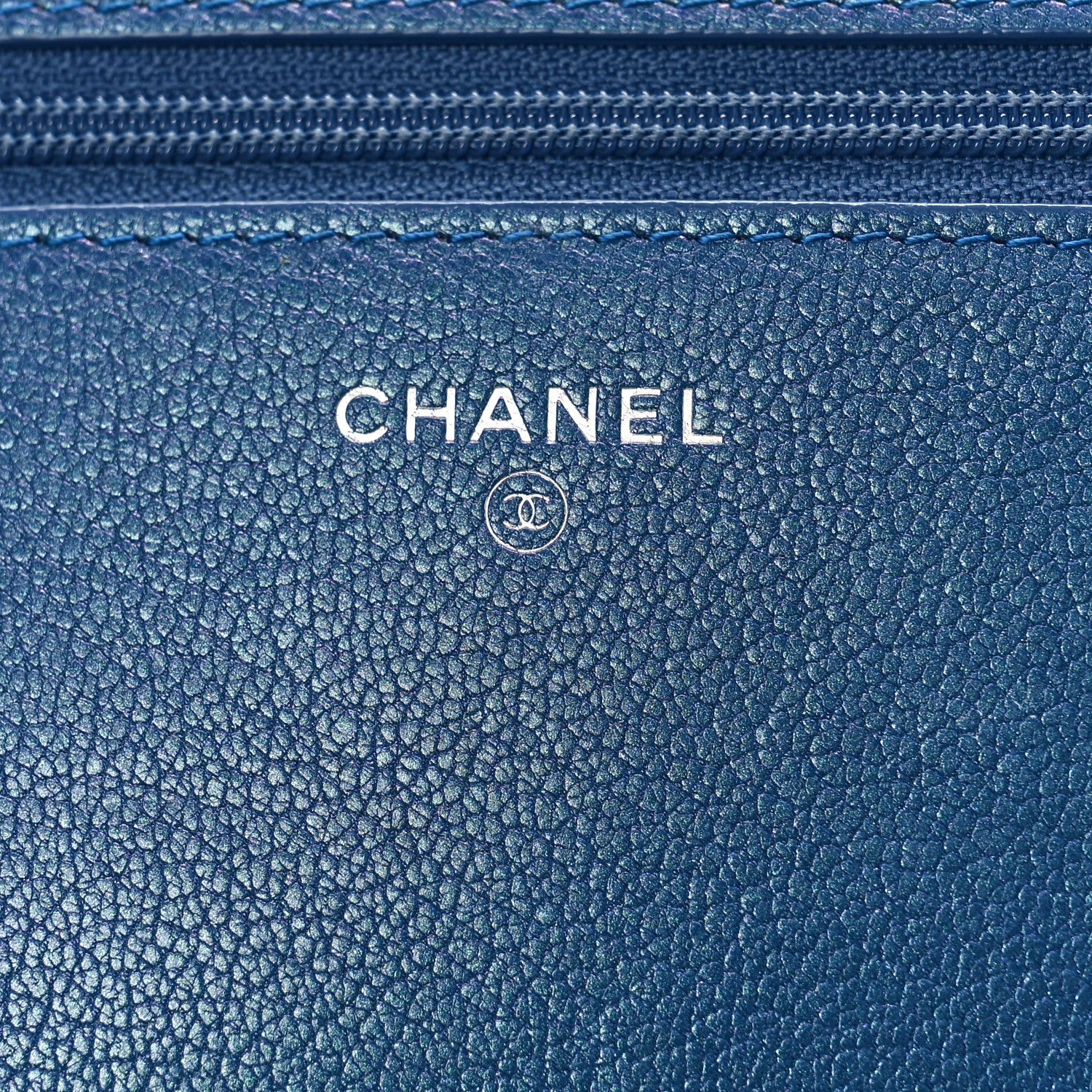 Chanel Iridescent Goatskin Quilted Boy Wallet On Chain WOC Blue 6 of 10