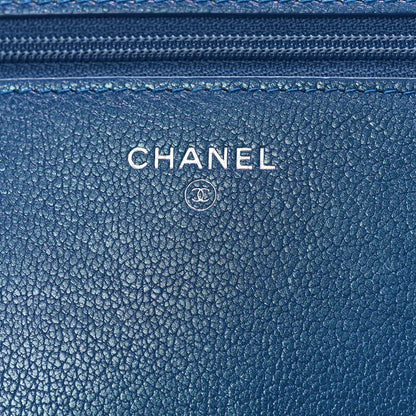 Chanel Iridescent Goatskin Quilted Boy Wallet On Chain WOC Blue 6 of 10
