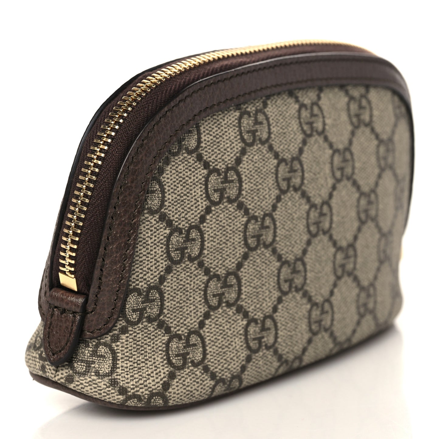 GG Supreme Monogram Textured Calfskin Web Medium Ophidia Cosmetic Case Beige Ebony New Acero