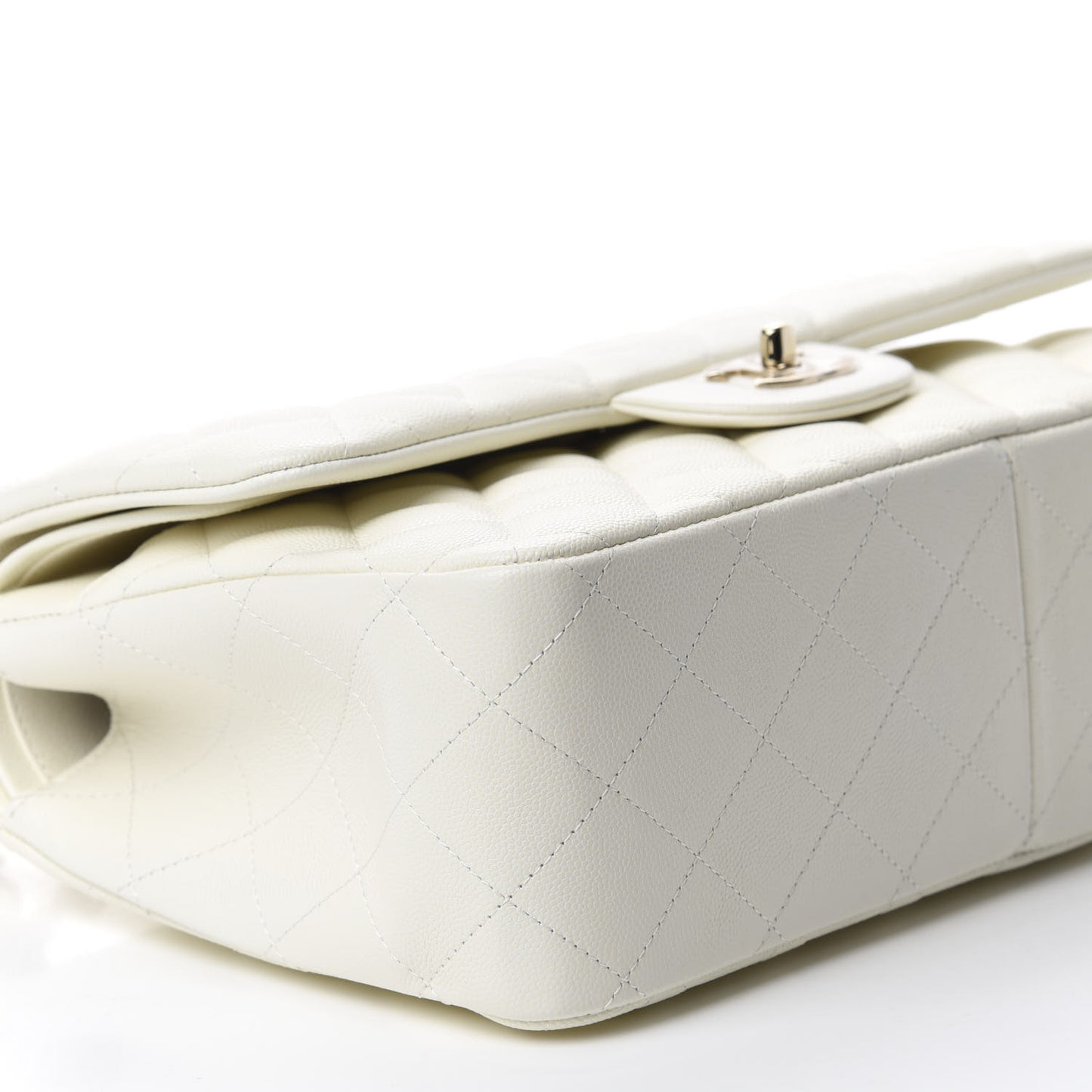 Caviar Quilted Jumbo Double Flap White