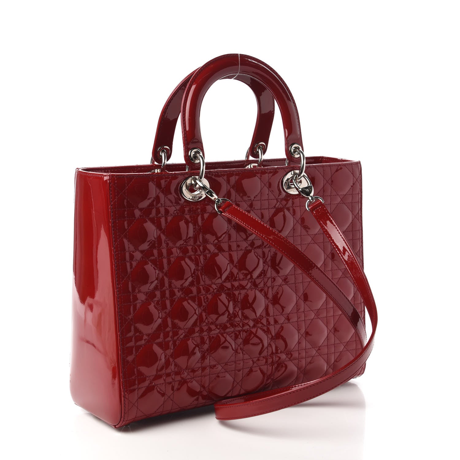 Christian Dior Patent Cannage Large Lady Dior Red 3 of 11