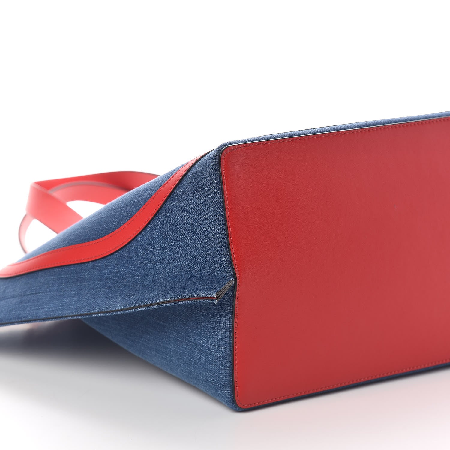 Valentino Garavani Denim Large Escape Tote Blue Red 7 of 9