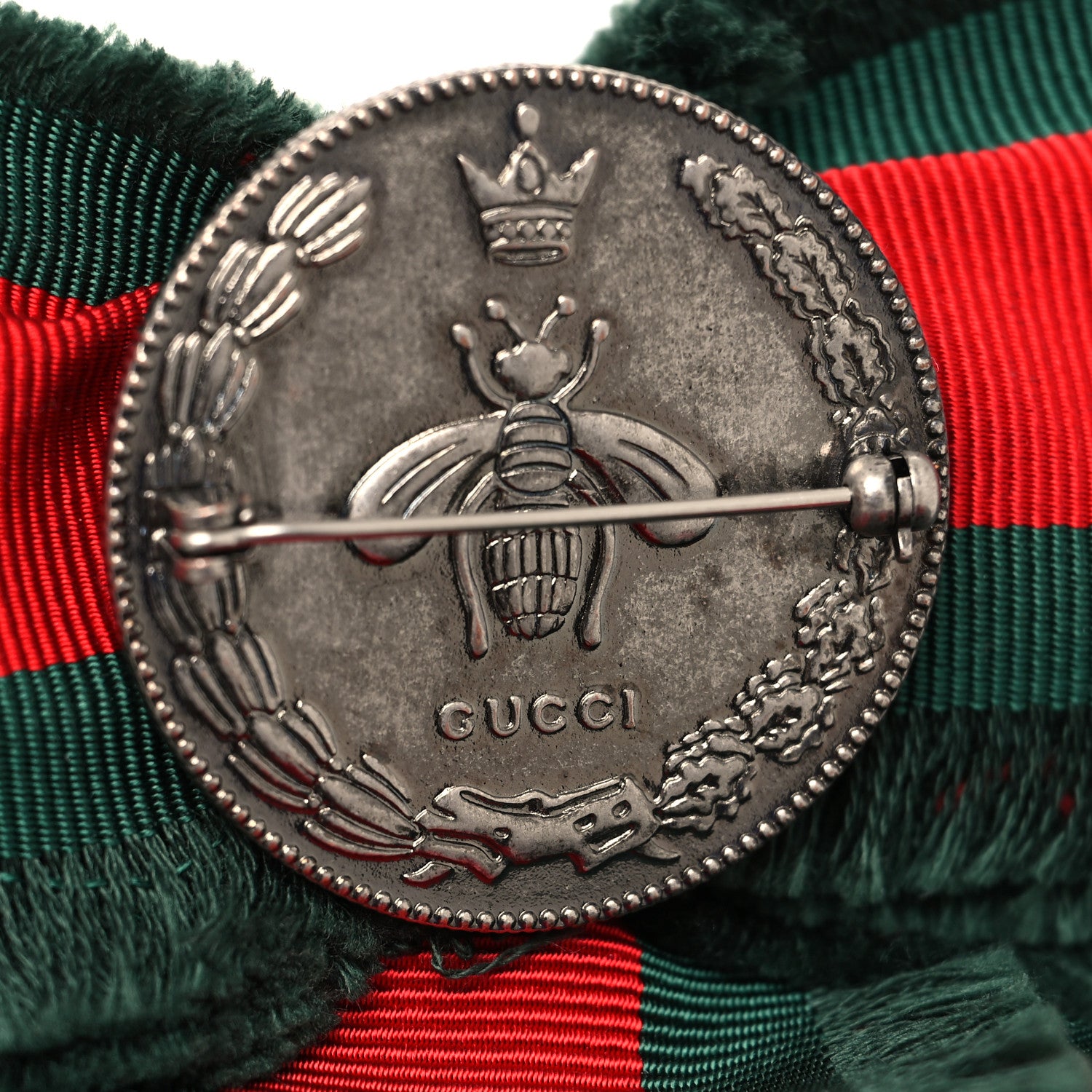 Gucci Grosgrain Web Pearl Crystal Bow Brooch 4 of 4