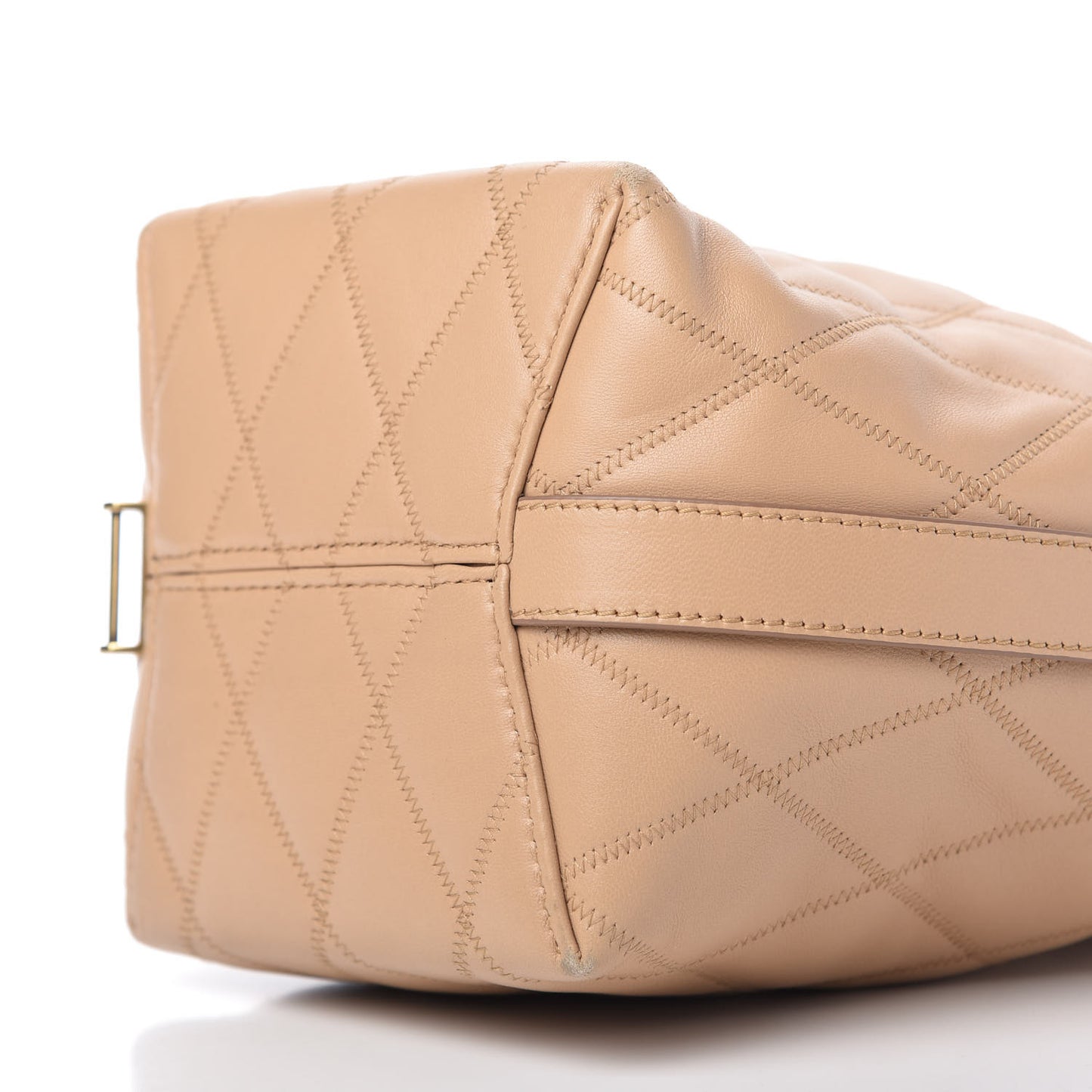 Lambskin Quilted Mini GV Bucket Bag Beige Camel