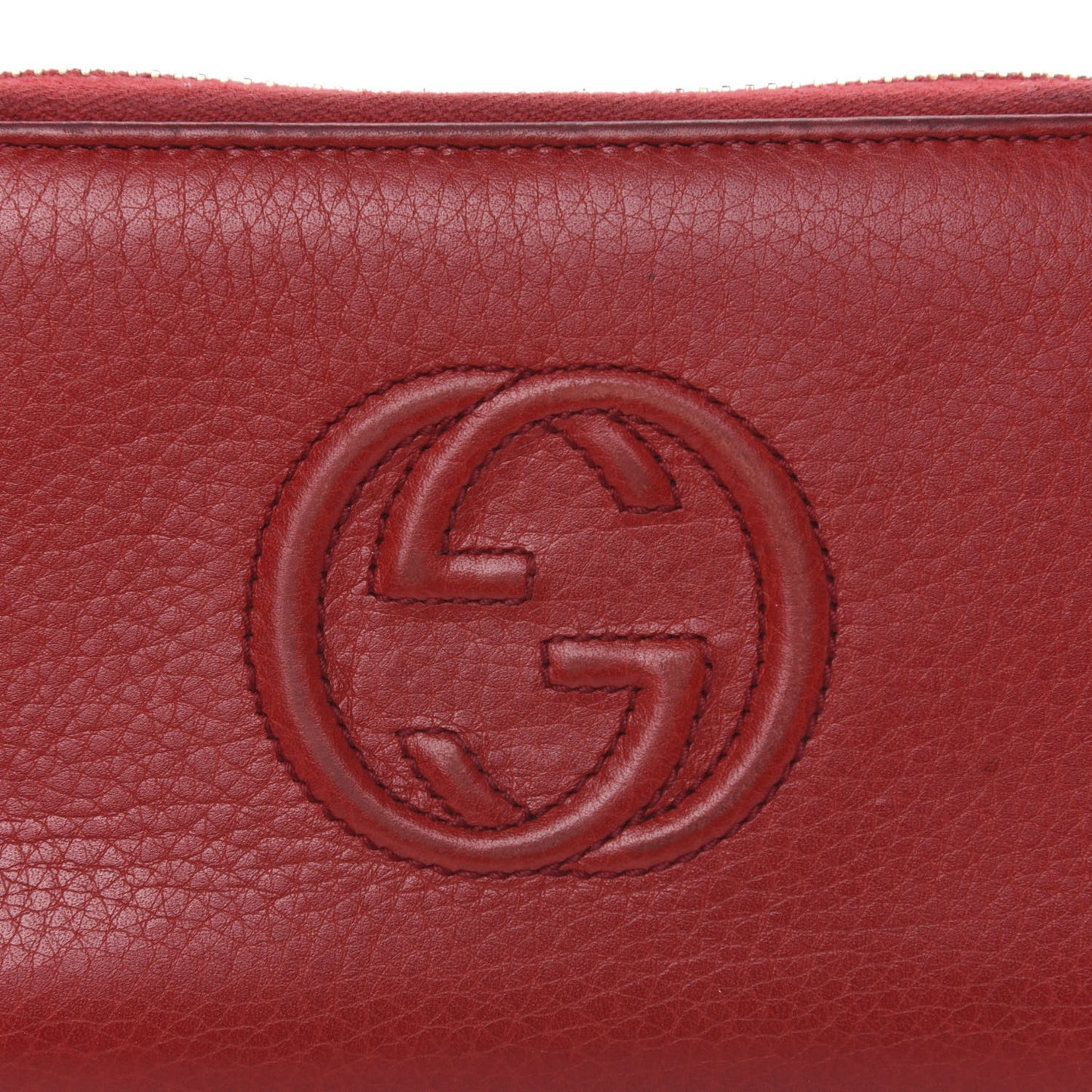 Pebbled Calfskin Medium Soho Zip Around Wallet Red