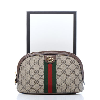 Gucci GG Supreme Monogram Textured Calfskin Web Large Ophidia Cosmetic Case Beige Ebony New Acero 10 of 10