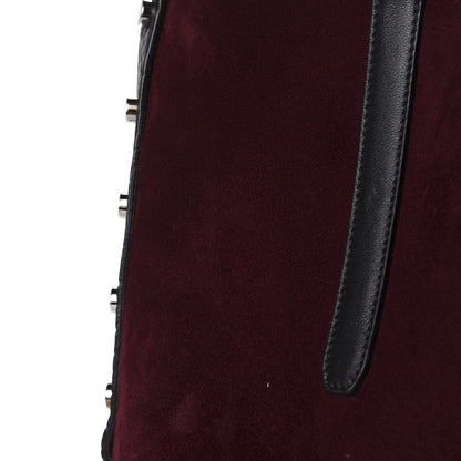 Jimmy Choo Suede Grained Calfskin Twist East West Tote Bordeaux Black 9 of 9