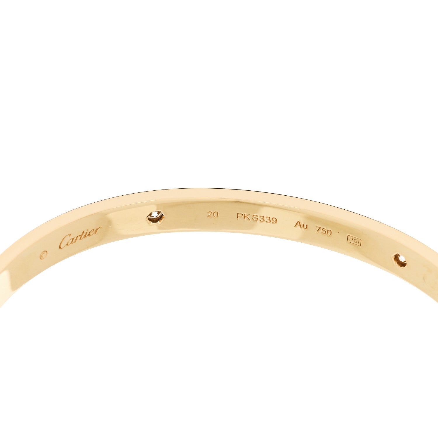 Cartier 18K Yellow Gold 4 Diamond LOVE Bracelet 20 4 of 7