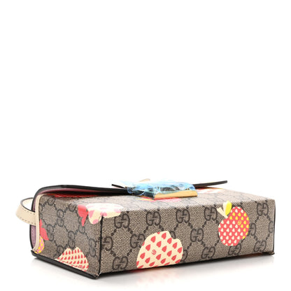 Gucci GG Supreme Monogram Les Pommes Mini Padlock Top Handle Shoulder Bag Beige Ebony Multicolor Cotton Candy Pink 4 of 11