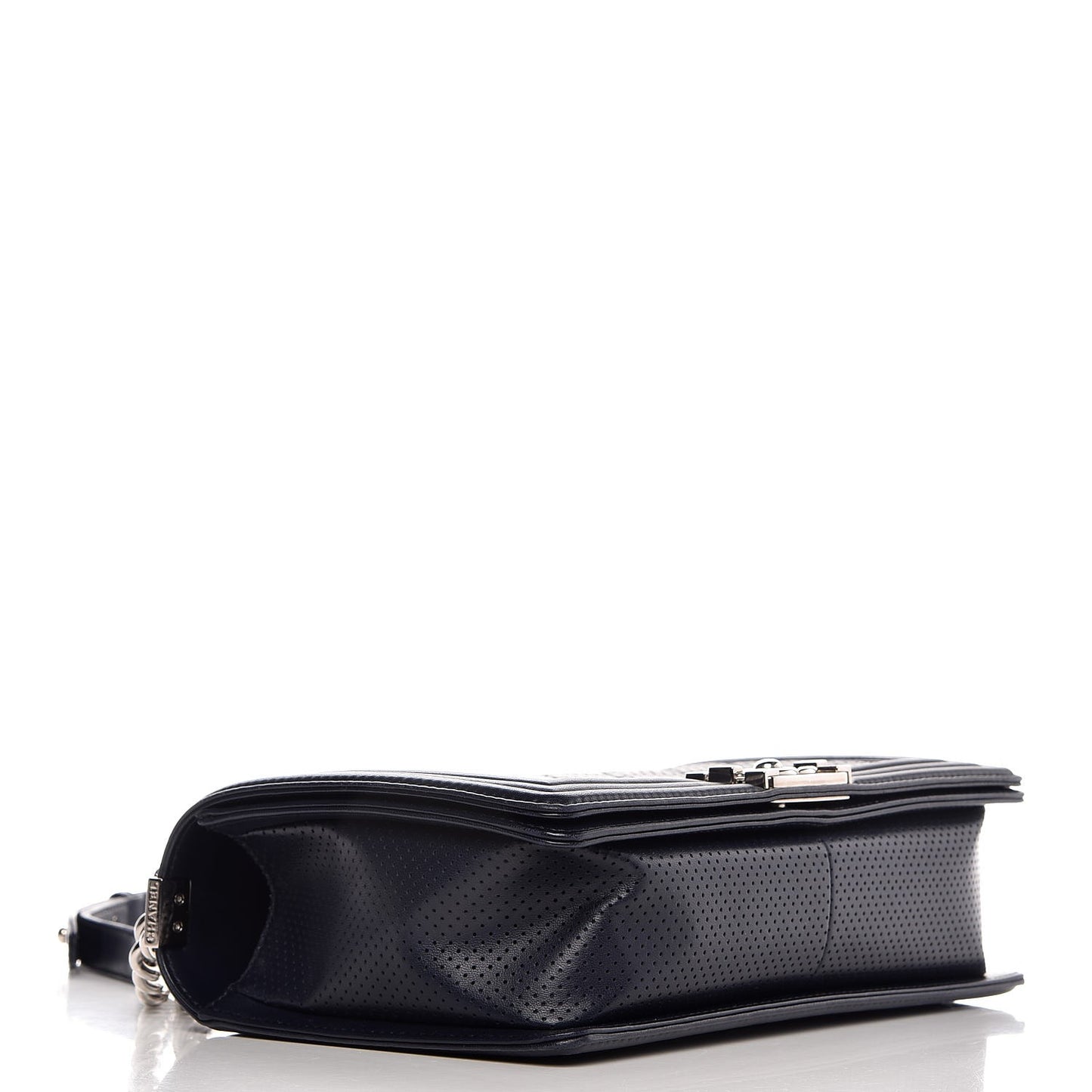 Perforated Lambskin Quilted New Medium Boy Flap Navy