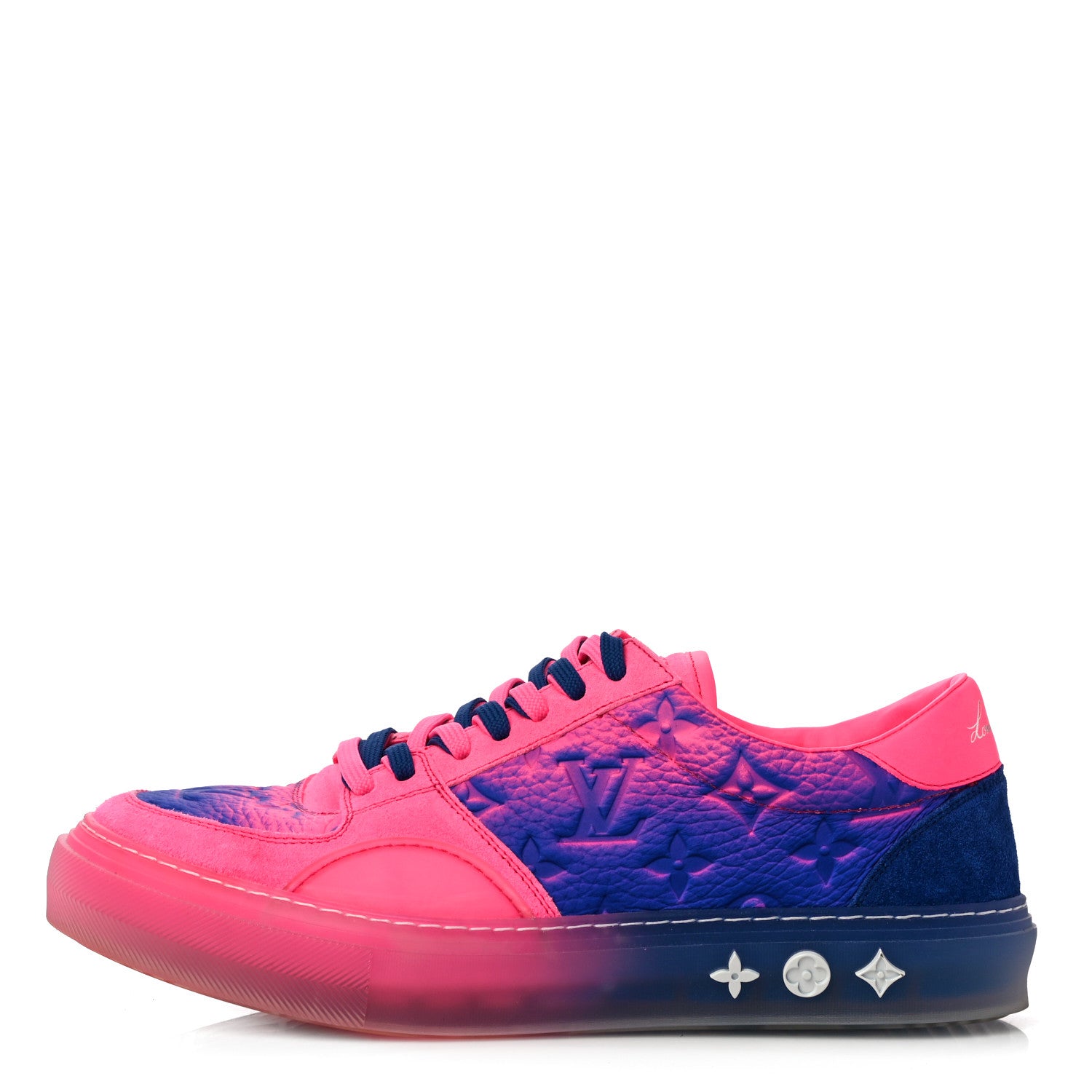 Louis Vuitton Grained Calfskin Mens LV Ollie Richelieu Sneakers 6.5 Pink Blue 1 of 10