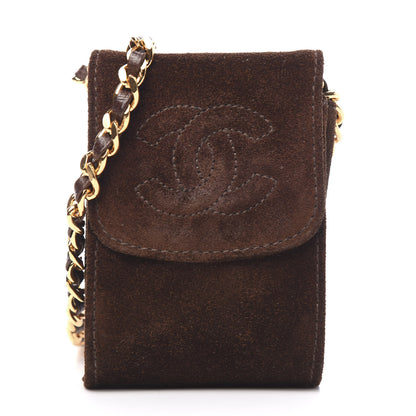 Chanel Suede Crossbody CC Phone Holder Brown 1 of 7