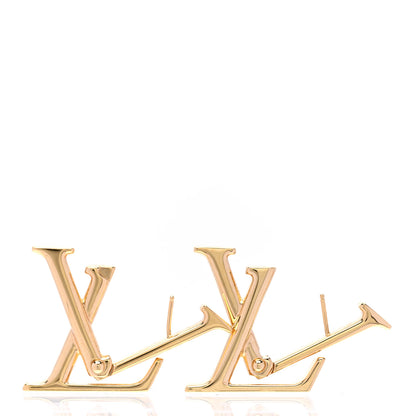 Louis Vuitton Metal Macro LV Earrings Gold 3 of 5