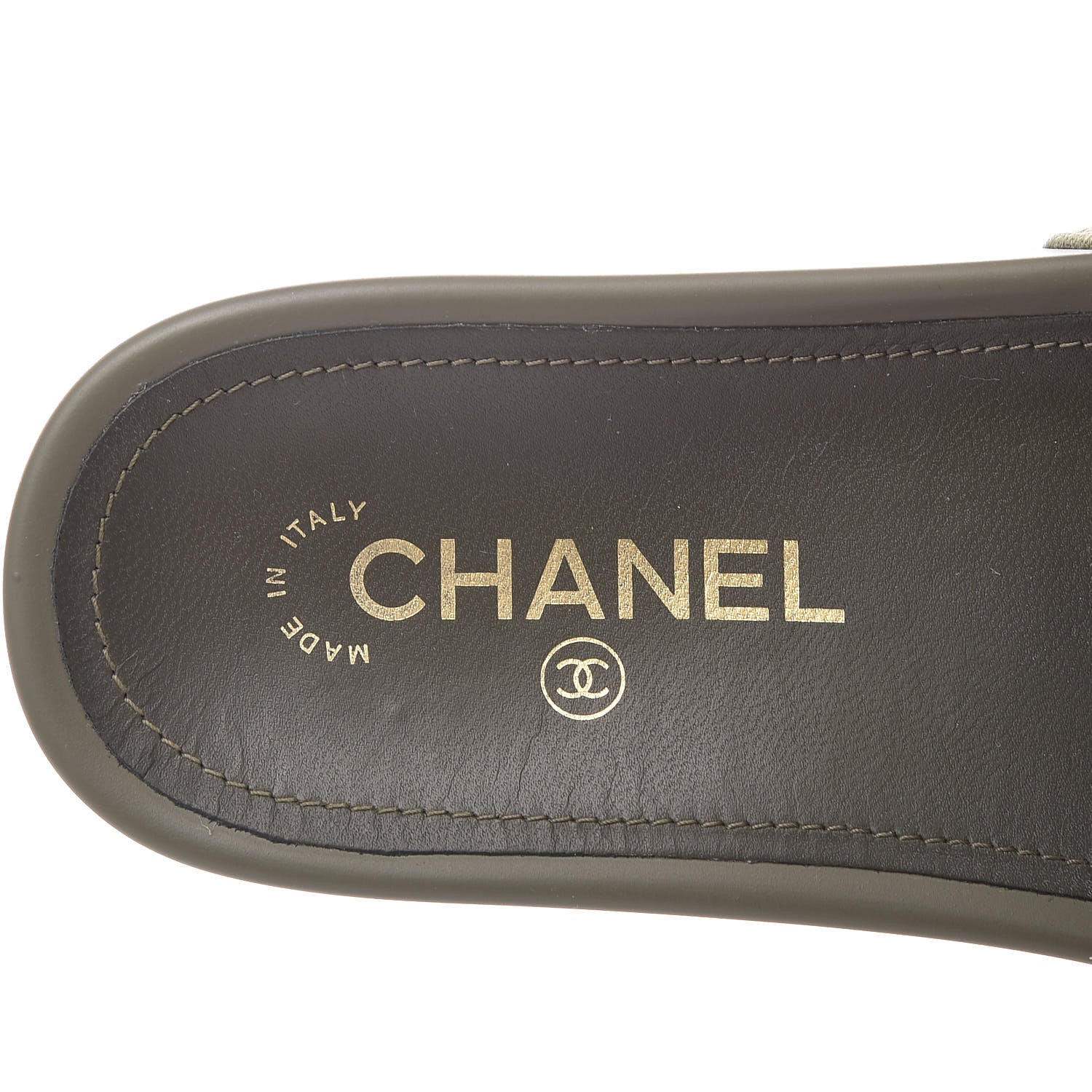 Chanel Canvas Chain Flat Sandals 36 Khaki 5 of 10