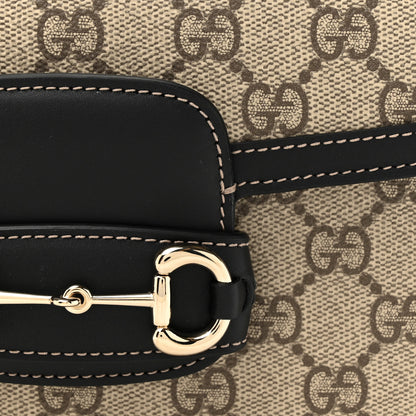 Gucci GG Supreme Monogram Horsebit 1955 Soft Small Shoulder Bag Beige Black 8 of 12
