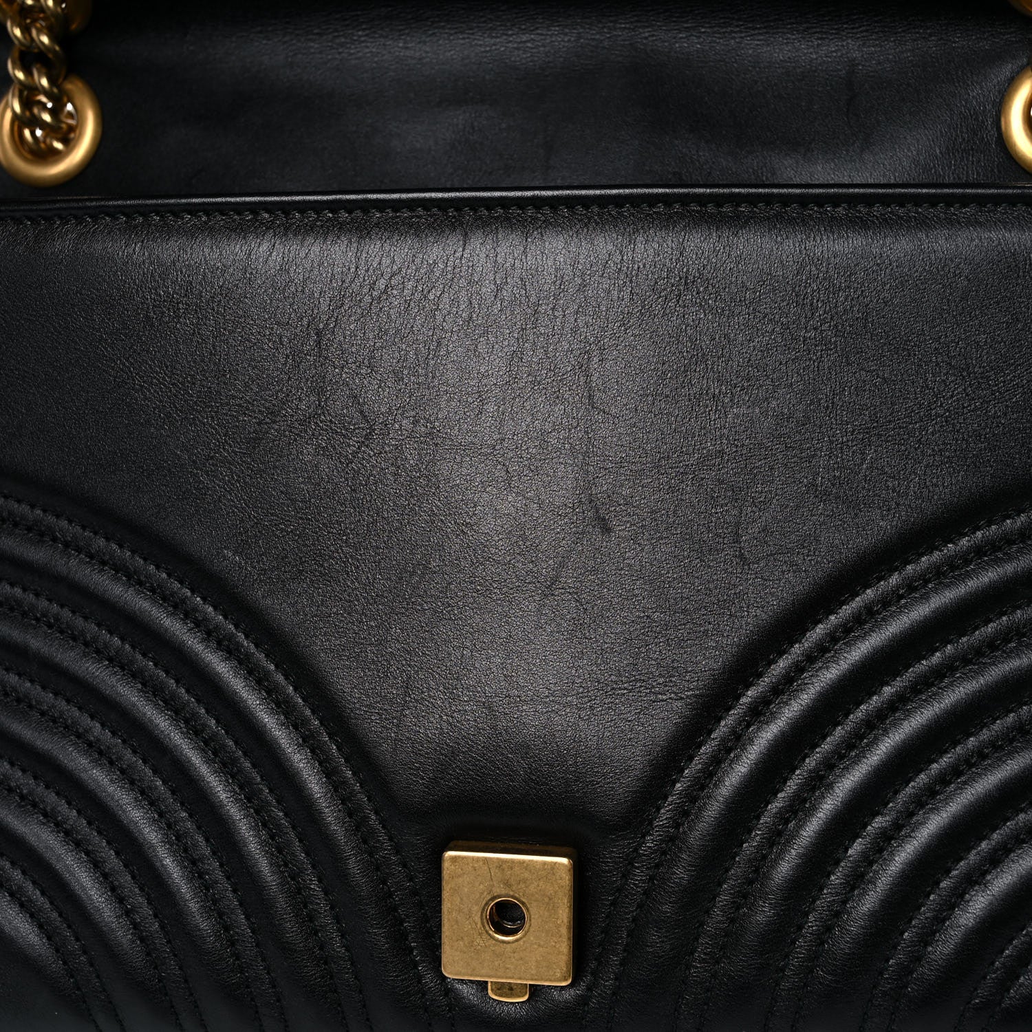 Gucci Calfskin Matelasse Medium GG Marmont Shoulder Bag Black 13 of 15