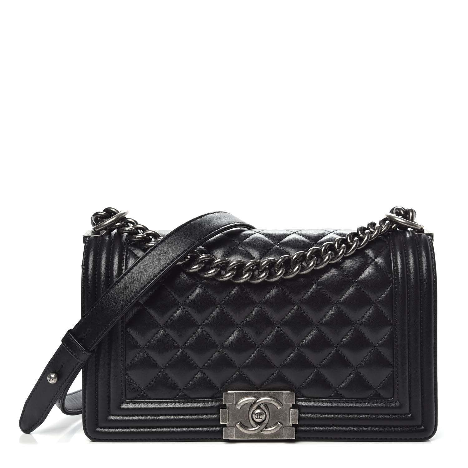 Chanel Lambskin Quilted Medium Boy Flap Black 1 of 17