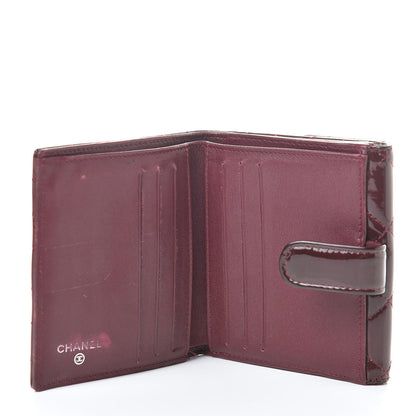 Chanel Patent Quilted Compact French Flap Wallet Dark Red 5 of 11