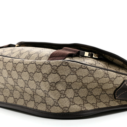 Gucci GG Plus Monogram Medium Double Buckle Flap Messenger Bag Beige Dark Brown 10 of 10