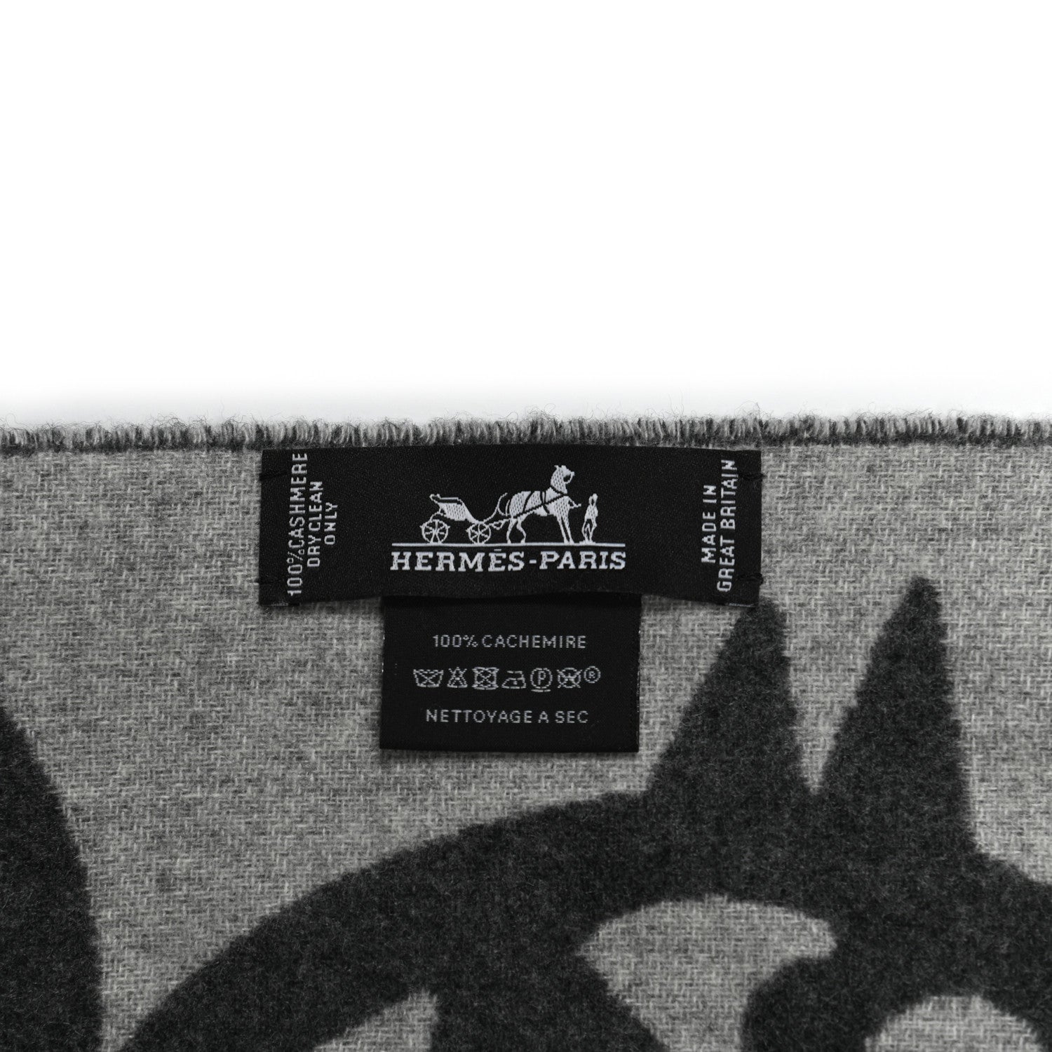 Hermes Cashmere Boucles et Camails Muffler Anthracite Gris Clair 3 of 3