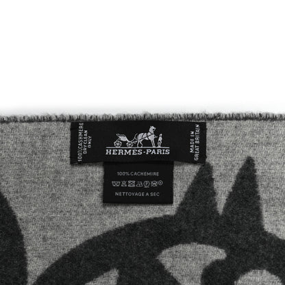 Hermes Cashmere Boucles et Camails Muffler Anthracite Gris Clair 3 of 3