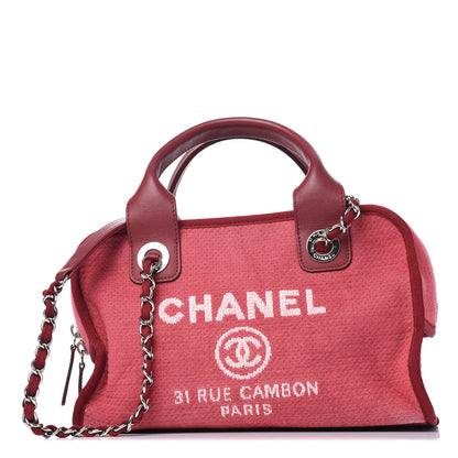 Chanel Canvas Deauville Small Bowling Bag Dark Pink 1 of 11