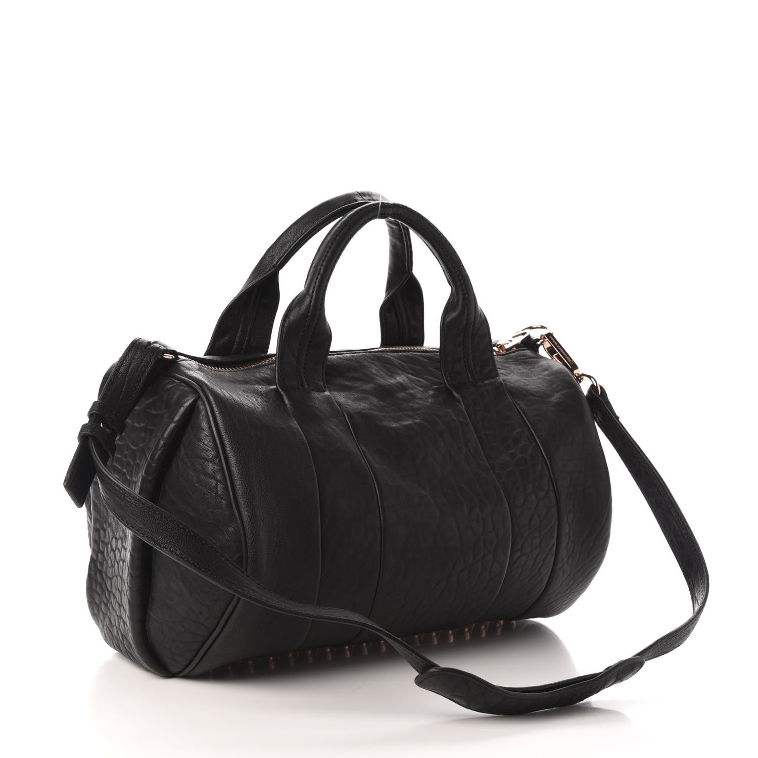 Alexander Wang Pebbled Lambskin Rocco Black Rose Gold Hardware 4 of 10