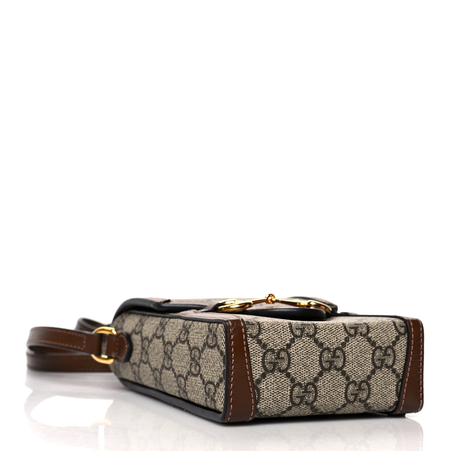 GG Supreme Monogram Mini Horsebit 1955 Crossbody Bag Beige Brown Sugar