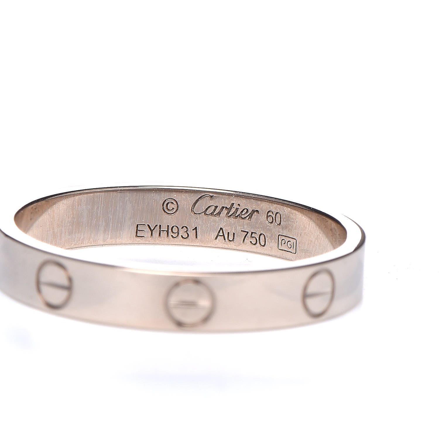 Cartier 18K White Gold 3.5mm LOVE Wedding Band Ring 60 9.25 4 of 4