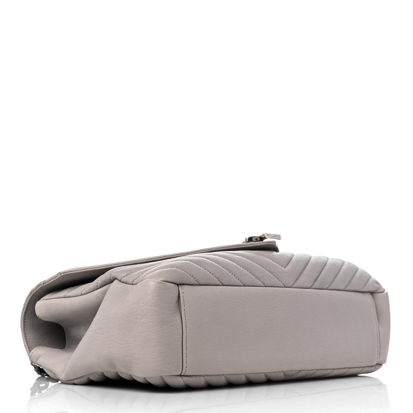 Sheepskin Matelasse Chevron Monogram Large College Satchel Light Grey