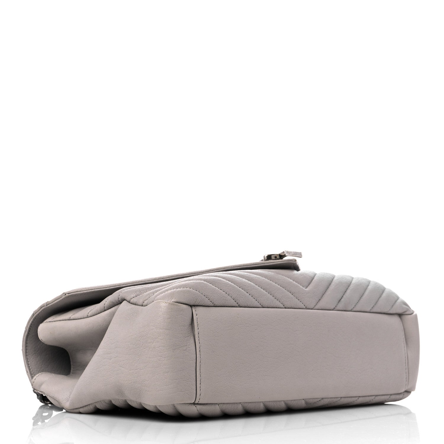 Saint Laurent Sheepskin Matelasse Chevron Monogram Large College Satchel Light Grey 4 of 15