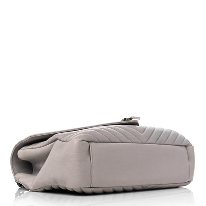 Saint Laurent Sheepskin Matelasse Chevron Monogram Large College Satchel Light Grey 4 of 15