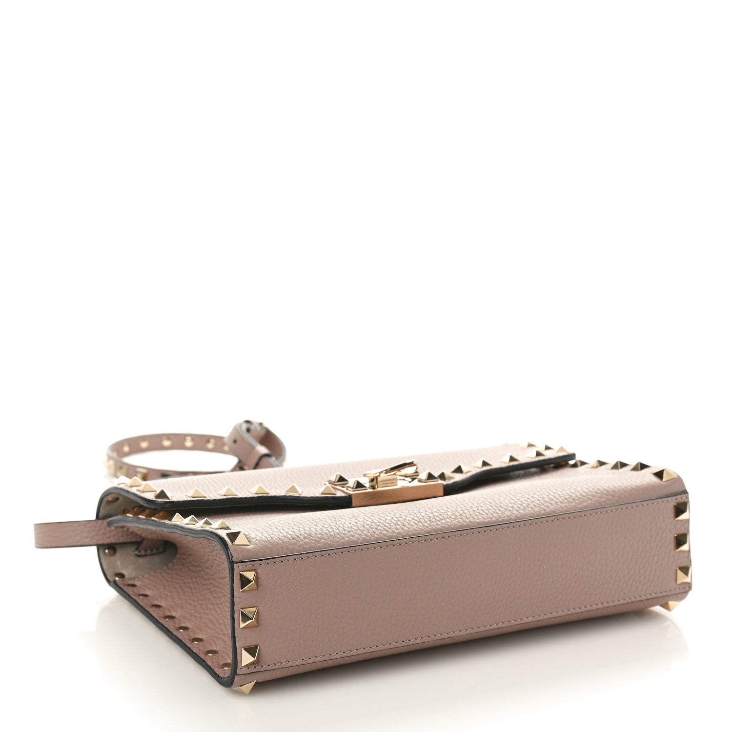 Valentino Garavani Pebbled Calfskin Medium Rockstud Flip Lock Crossbody Bag Poudre 4 of 10