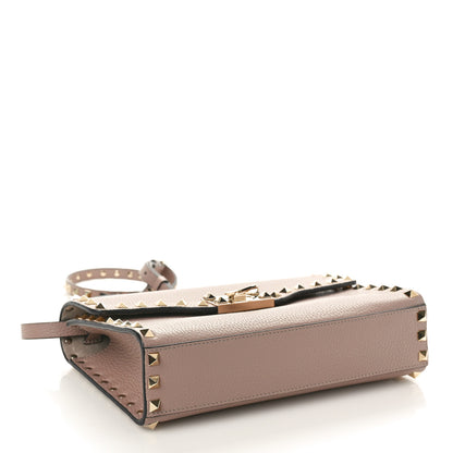 Valentino Garavani Pebbled Calfskin Medium Rockstud Flip Lock Crossbody Bag Poudre 4 of 10