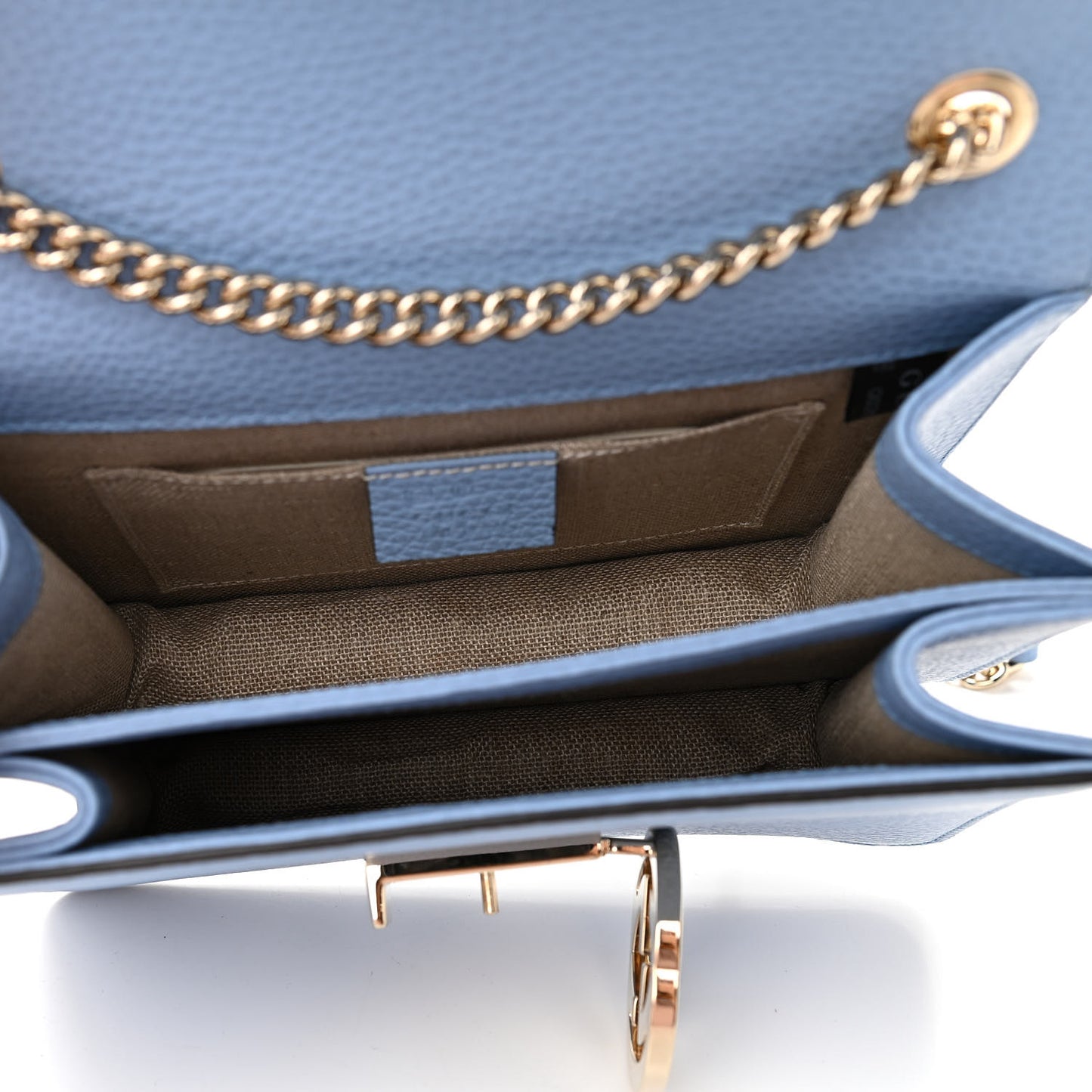 Dollar Calfskin Small Interlocking G Shoulder Bag Mineral Blue