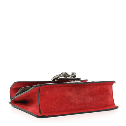 Gucci GG Supreme Monogram Suede Crystal Small Dionysus Shoulder Bag Beige Ebony Vulcanic Red 4 of 11