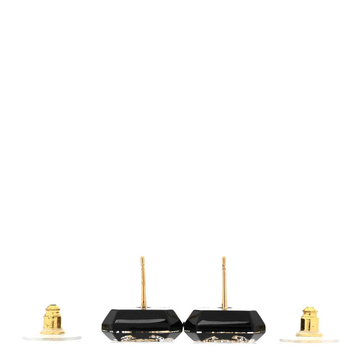 Enamel Strass CC Earrings Black