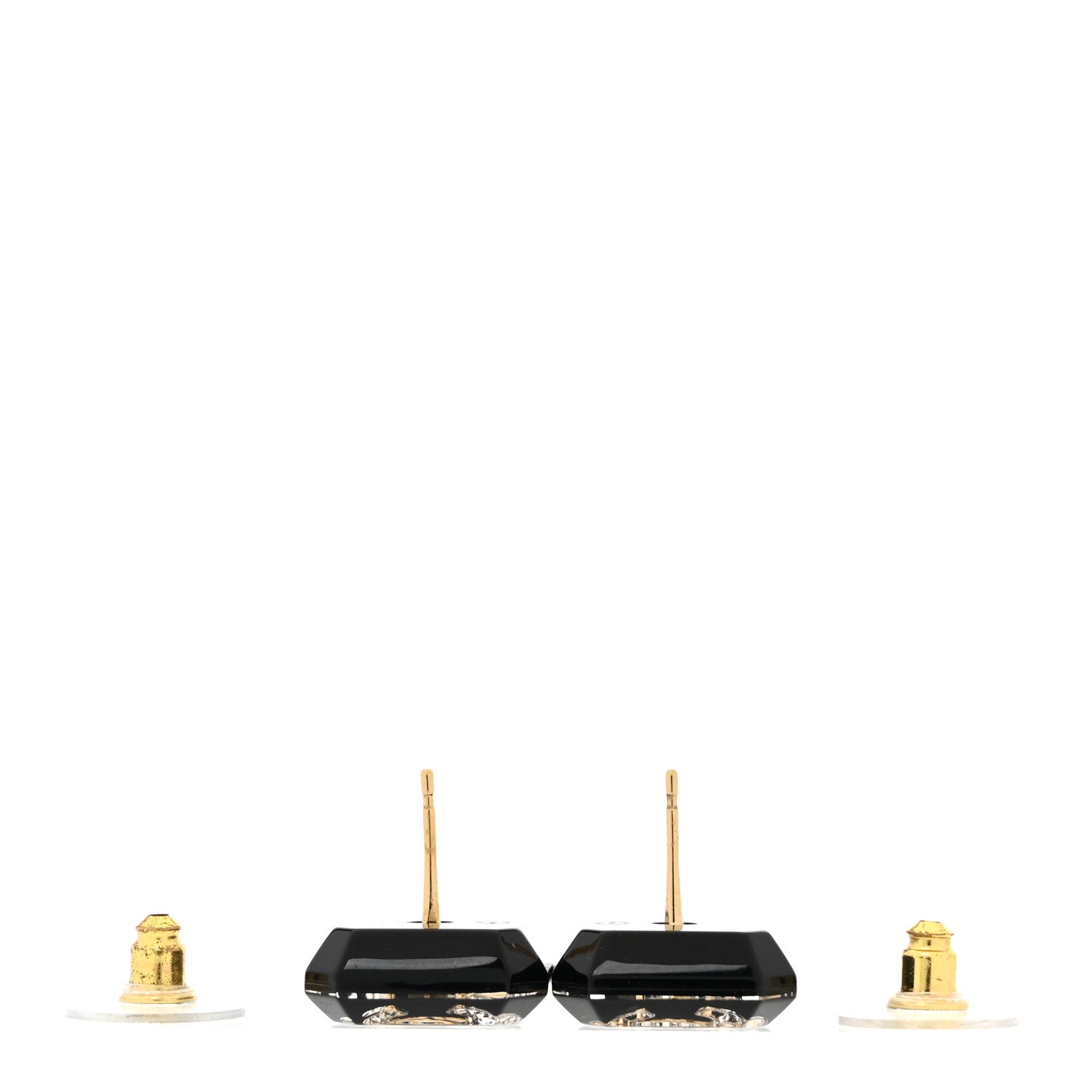 Chanel Enamel Strass CC Earrings Black 3 of 5