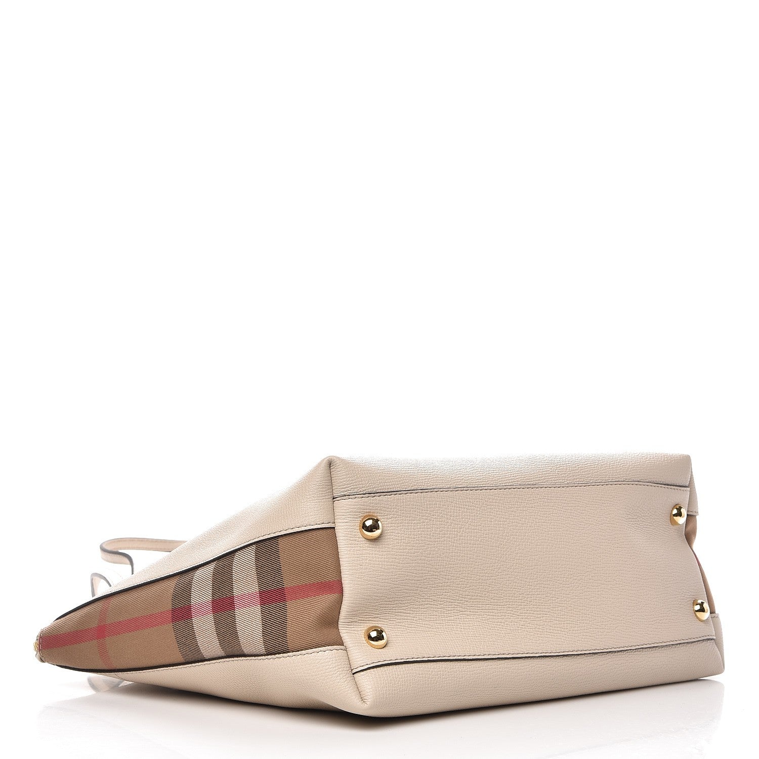 Burberry Derby Calfskin House Check Medium Welburn Tote Limestone 4 of 8