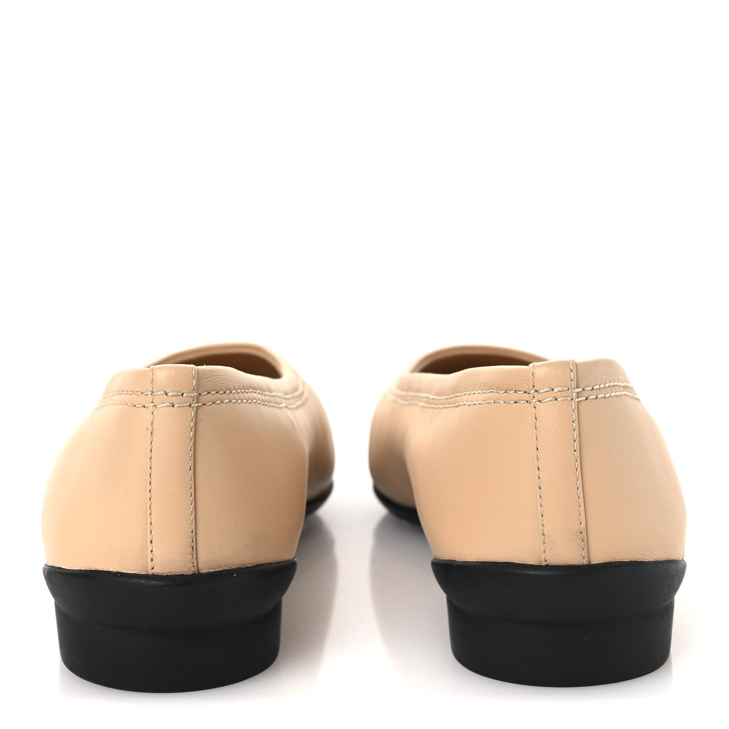 Chanel Lambskin Cap Toe CC Uniform Ballerina Flats 37 Beige Black 6 of 11