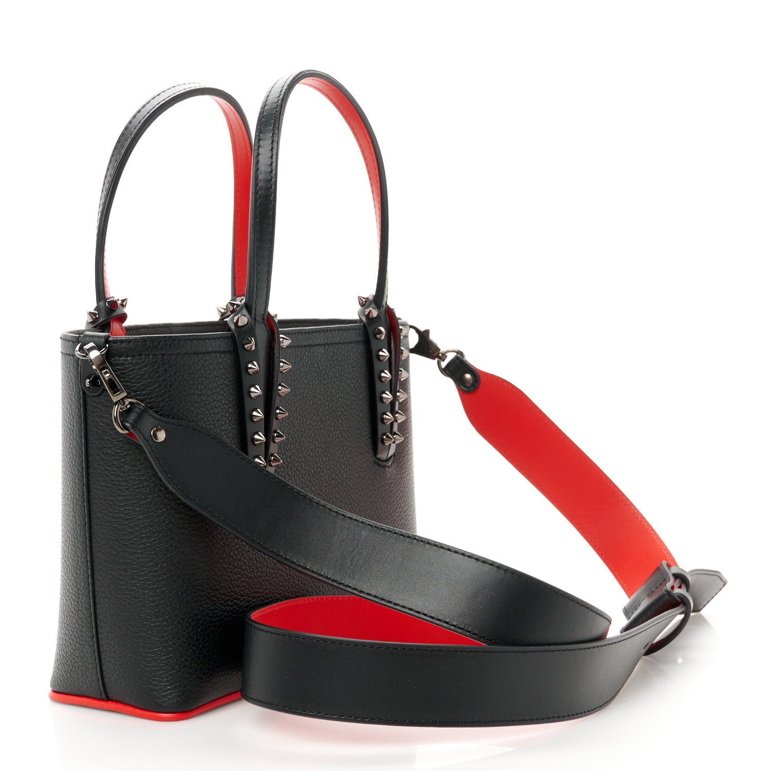 Christian Louboutin Calfskin Spikes Mini East West Cabata Tote Black 3 of 12
