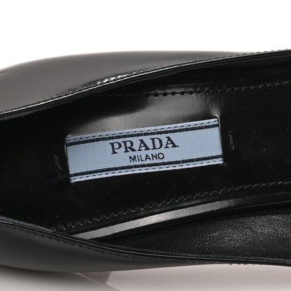 Prada Spazzolato Metal Triangle Logo Pointed Toe Pumps 36.5 Black 7 of 7