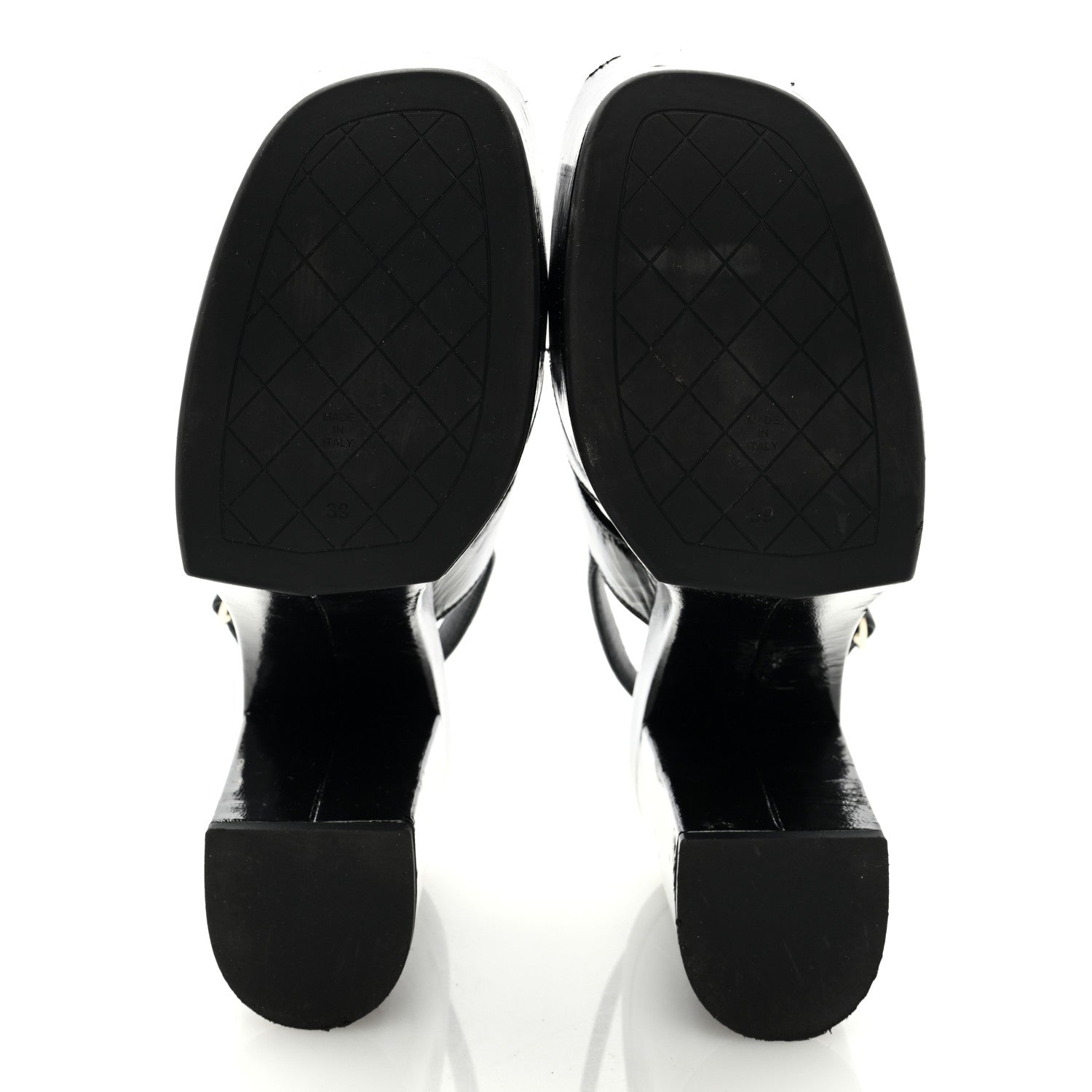 Chanel Crumpled Patent Lambskin Platform Sandals 39 Black 5 of 9