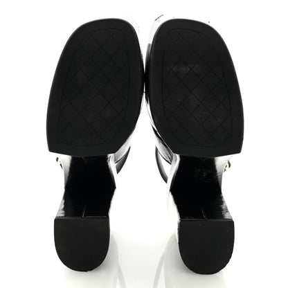 Chanel Crumpled Patent Lambskin Platform Sandals 39 Black 5 of 9