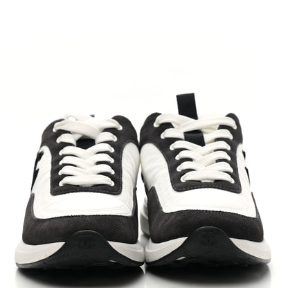 Chanel Nylon Suede Calfskin CC Sneakers 38 White Dark Grey 2 of 8