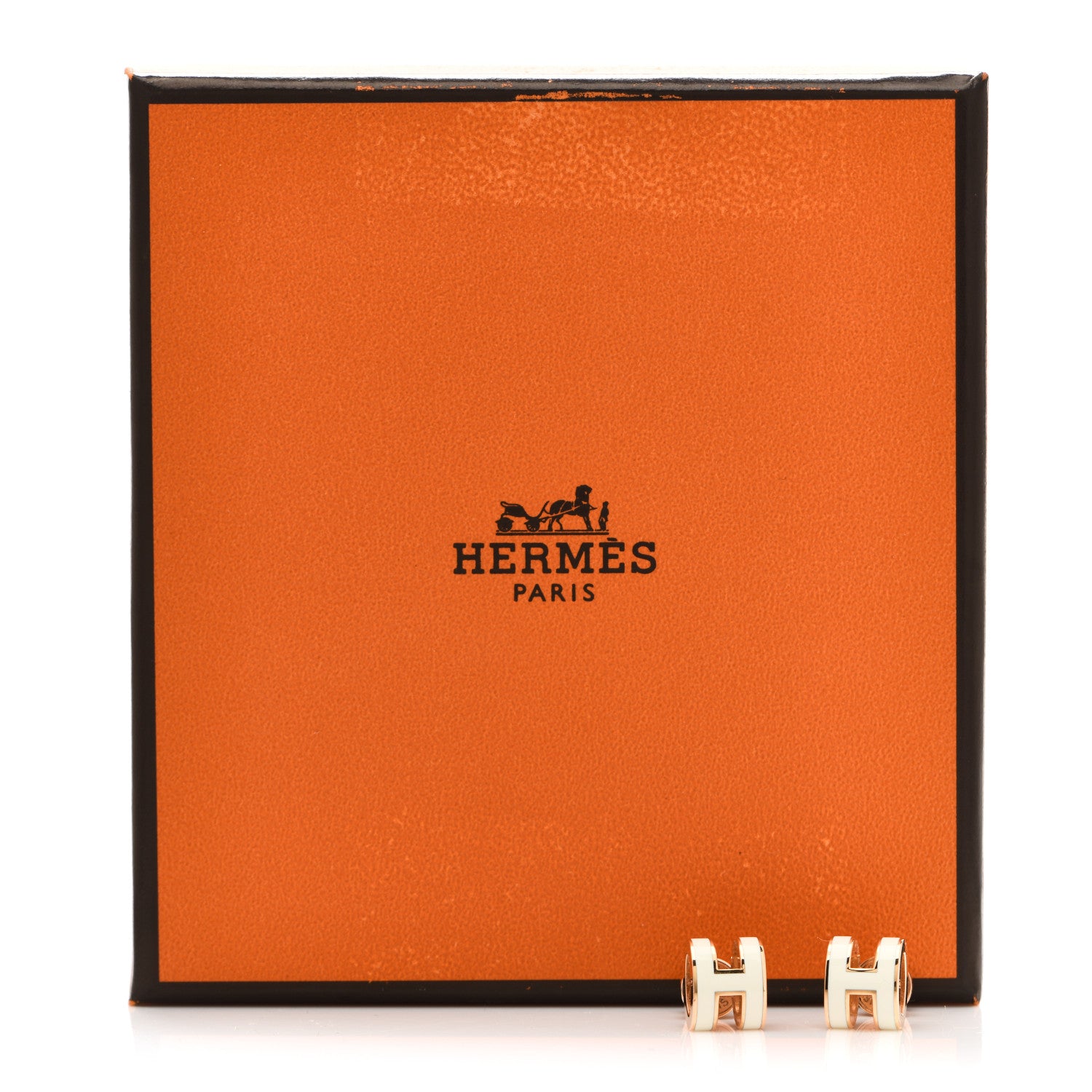 Hermes Rose Gold Lacquered Mini Pop H Earrings White 6 of 6