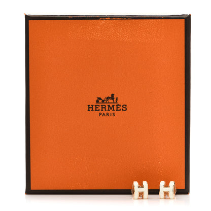 Hermes Rose Gold Lacquered Mini Pop H Earrings White 6 of 6